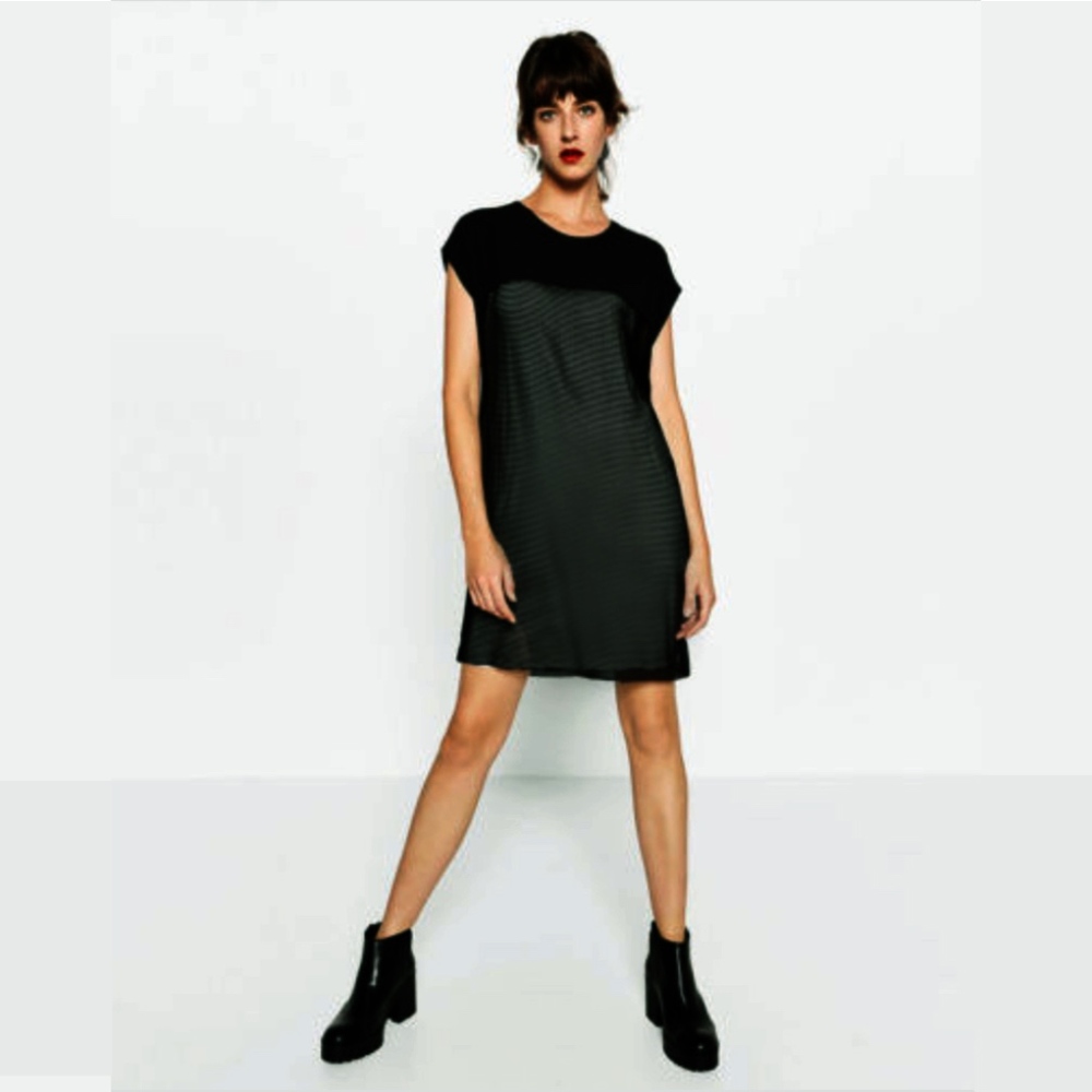 ZARA Black Mesh T-shirt Mini Dress